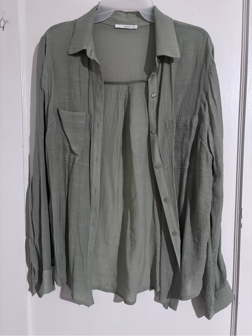 Lightweight women Button-Up Shirt Jacket - Sage Green